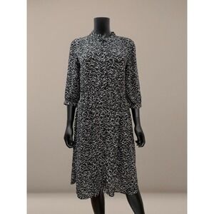 Jacqueline de Yong JDYZOEY Black White Abstract Print Midi Shirt Dress Size 36 S